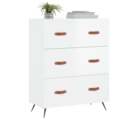 vidaXL Chest of Drawers High Gloss White 69.5x34x90 cm Engineered Wood
