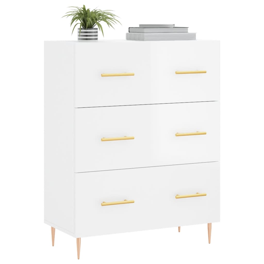 vidaXL Dressoir 69,5x34x90 cm bewerkt hout hoogglans wit afbeelding