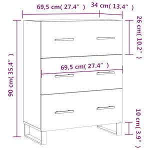 Příborník bílý s vysokým leskem 69,5x34x90 cm kompozitní dřevo - obrázek 12