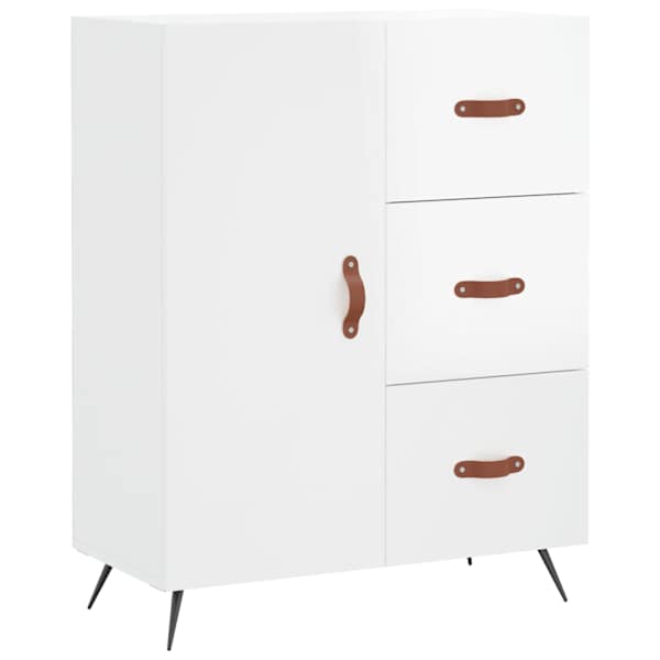 vidaXL puhvetkapp, k&otilde;rgl&auml;ikega valge, 69,5 x 34 x 90 cm, tehispuit