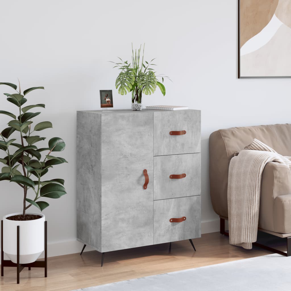 vidaXL Buffet gris béton 69,5x34x90 cm bois d'ingénierie