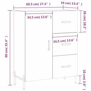 Příborník bílý s vysokým leskem 69,5x34x90 cm kompozitní dřevo - obrázek 13