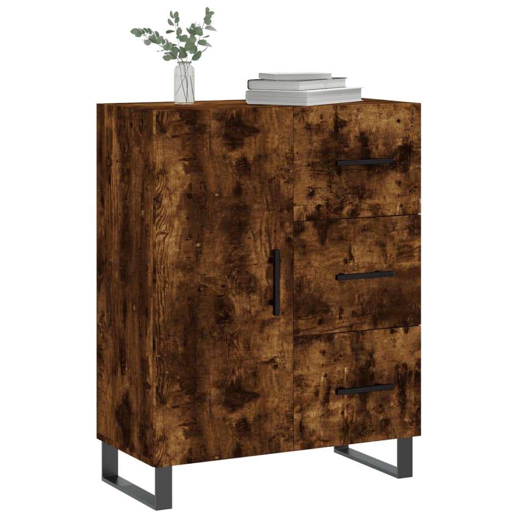 vidaXL Dressoir 69,5x34x90 cm bewerkt hout gerookt eikenkleurig