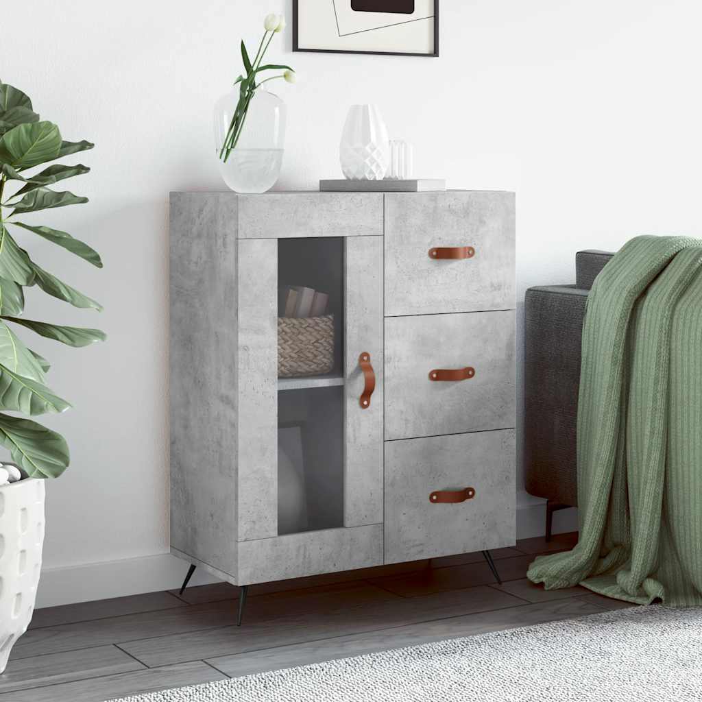 vidaXL Servantă, gri beton, 69,5x34x90 cm, lemn compozit