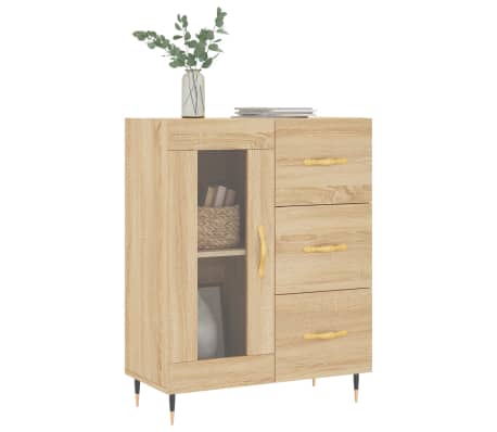 vidaXL kumode, ozolkoka krāsa, 69,5x34x90 cm, inženierijas koks