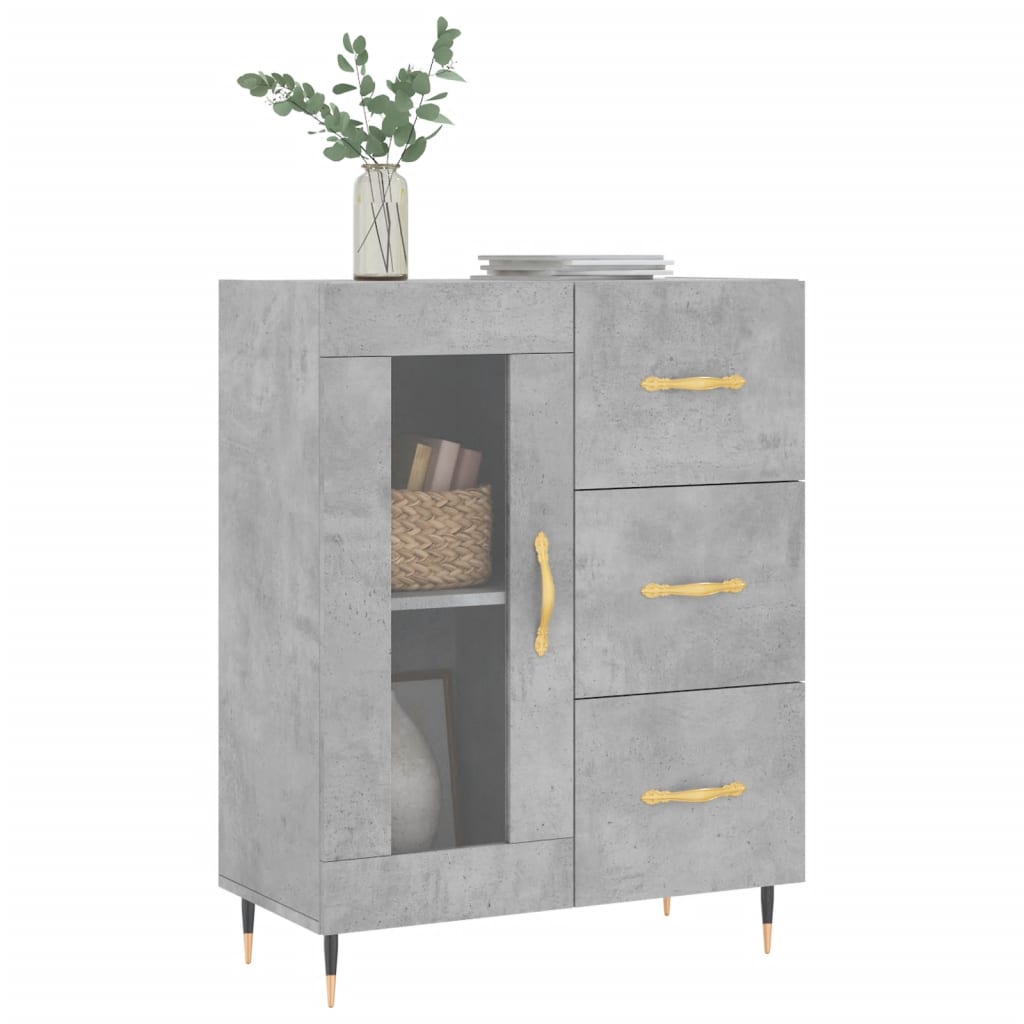 vidaXL Dressoir 69,5x34x90 cm bewerkt hout betongrijs afbeelding