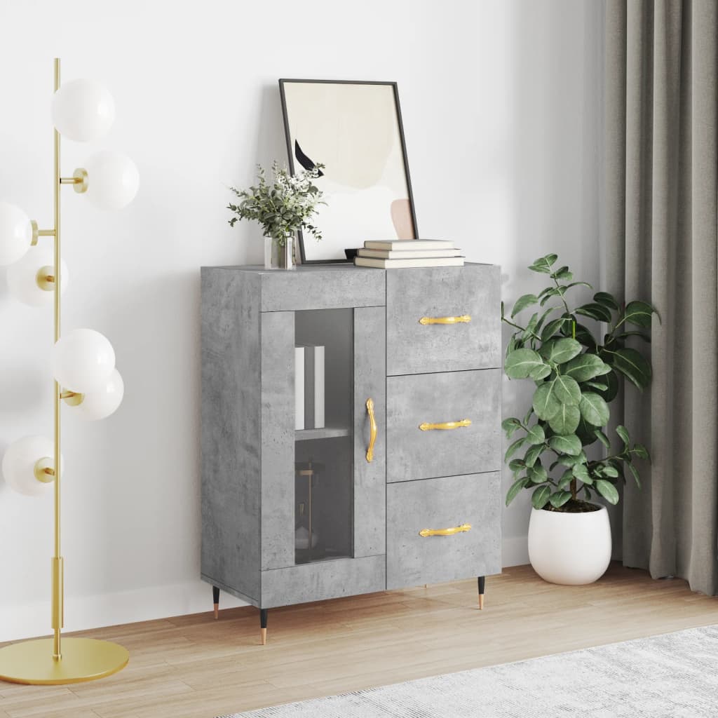 vidaXL Servantă, gri beton, 69,5x34x90 cm, lemn compozit