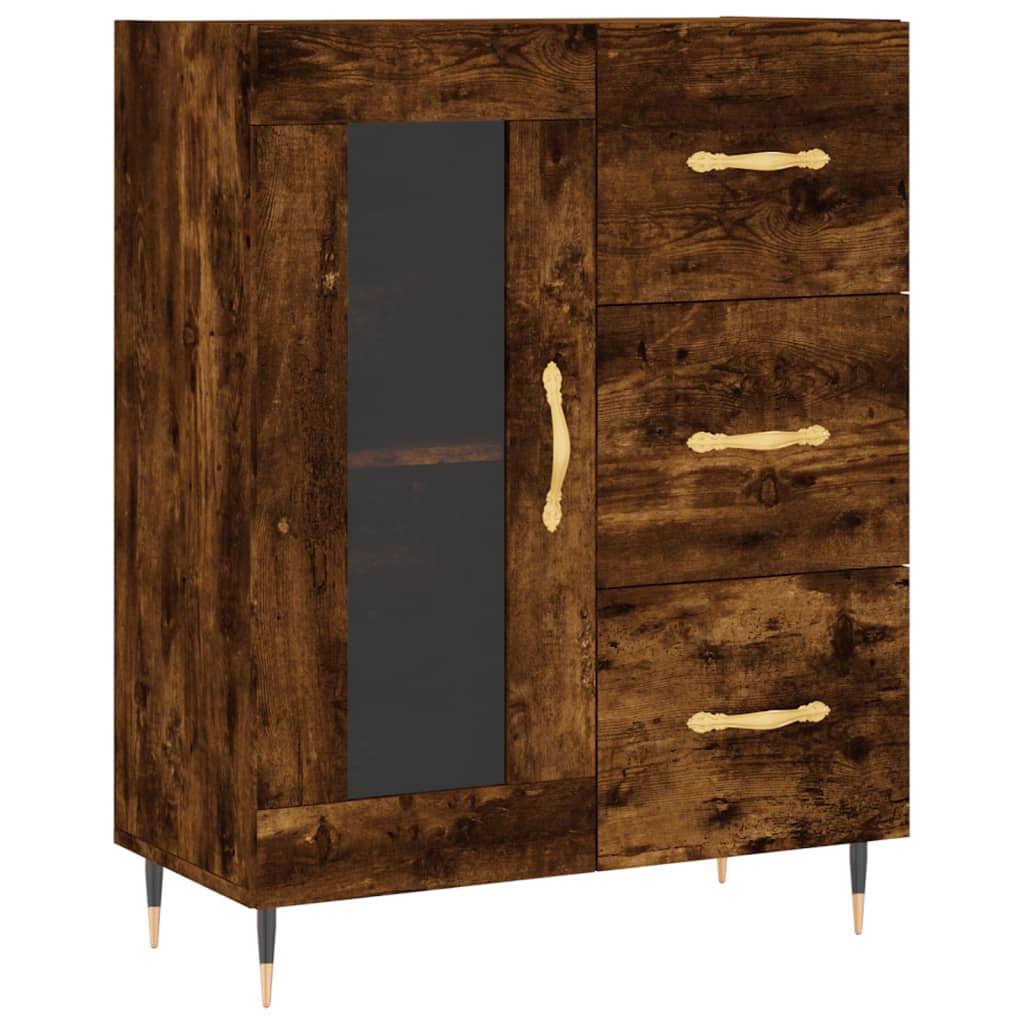 vidaXL Dressoir 69,5x34x90 cm bewerkt hout gerookt eikenkleurig