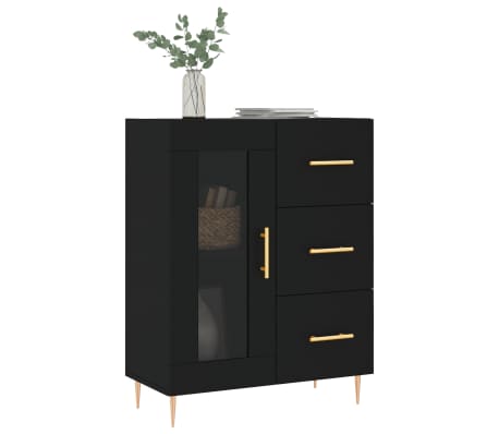 vidaXL Komoda črna 69,5x34x90 cm inženirski les