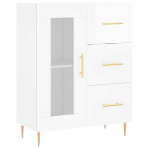 Příborník bílý s vysokým leskem 69,5x34x90 cm kompozitní dřevo - obrázek 2