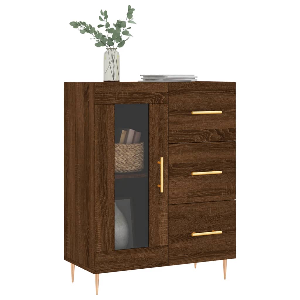 vidaXL Dressoir 69,5x34x90 cm bewerkt hout bruin eikenkleur afbeelding