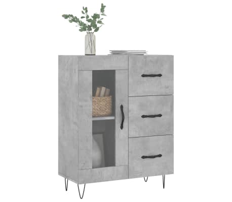 vidaXL Buffet gris b&eacute;ton 69,5x34x90 cm bois d'ing&eacute;nierie