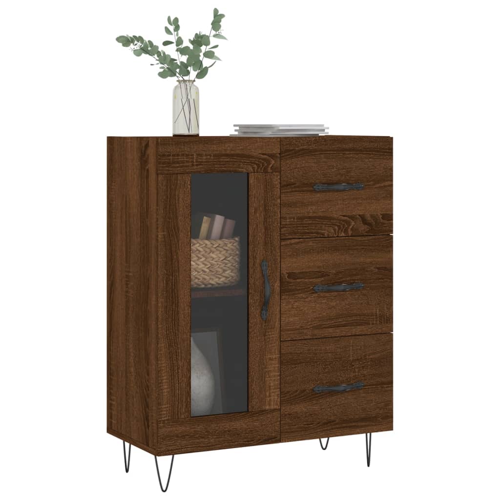vidaXL Dressoir 69,5x34x90 cm bewerkt hout bruin eikenkleur afbeelding