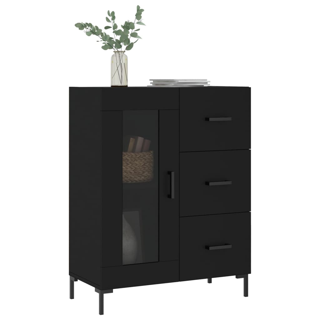 vidaXL Dressoir 69,5x34x90 cm bewerkt hout zwart afbeelding