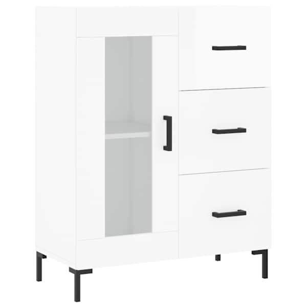 vidaXL puhvetkapp, k&otilde;rgl&auml;ikega valge, 69,5 x 34 x 90 cm, tehispuit