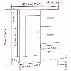 Příborník bílý s vysokým leskem 69,5x34x90 cm kompozitní dřevo - obrázek 14