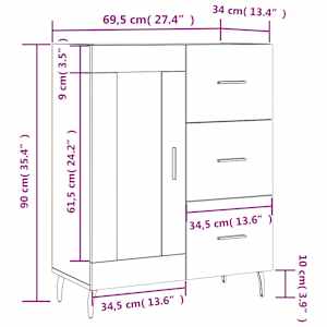 Příborník bílý s vysokým leskem 69,5x34x90 cm kompozitní dřevo - obrázek 14
