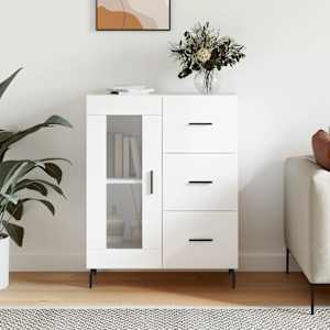 Komoda visok sijaj bela 69,5x34x90 cm inženirski les