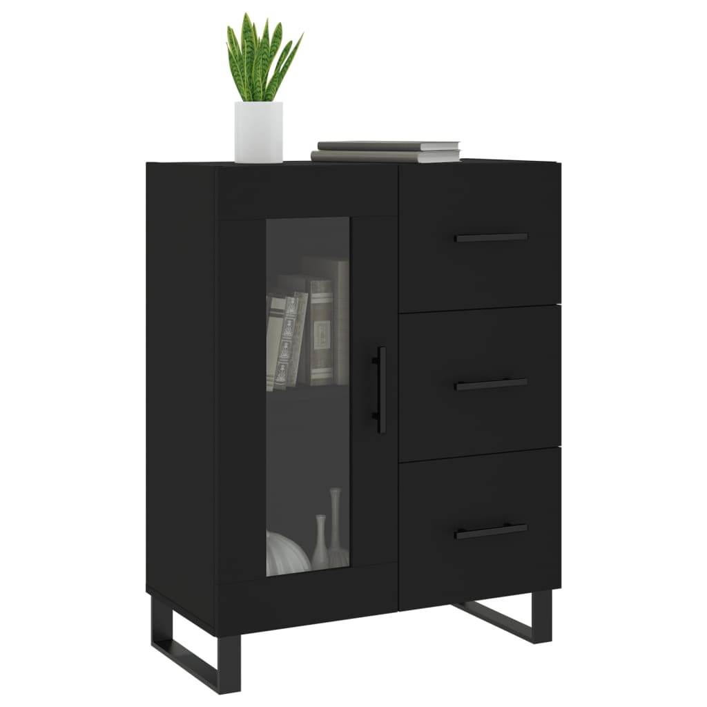 vidaXL Dressoir 69,5x34x90 cm bewerkt hout zwart afbeelding
