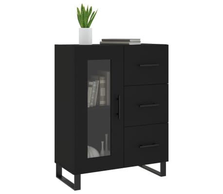 vidaXL Aparador de madera de ingeniería negro 69,5x34x90 cm
