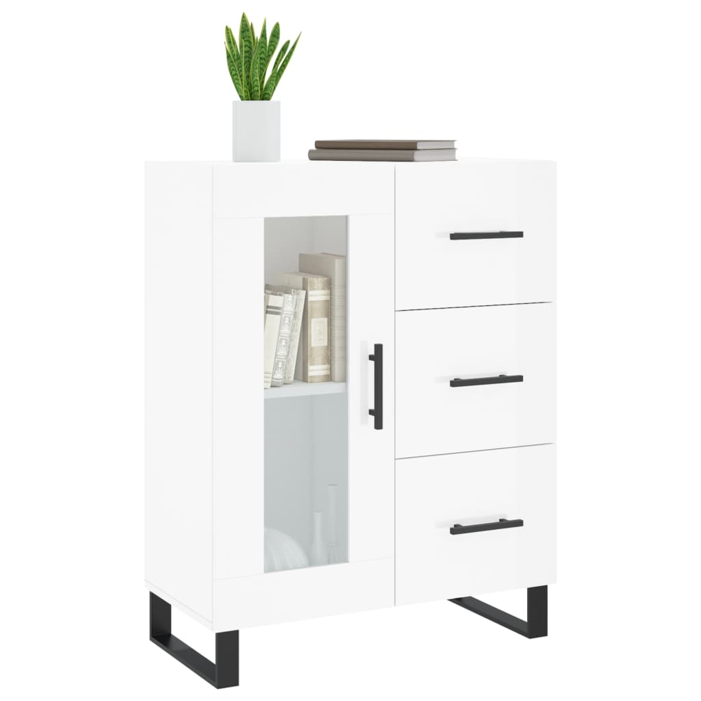 vidaXL Dressoir 69,5x34x90 cm bewerkt hout hoogglans wit afbeelding