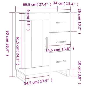 Příborník bílý s vysokým leskem 69,5x34x90 cm kompozitní dřevo - obrázek 14
