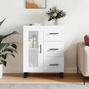 Komoda visok sijaj bela 69,5x34x90 cm inženirski les
