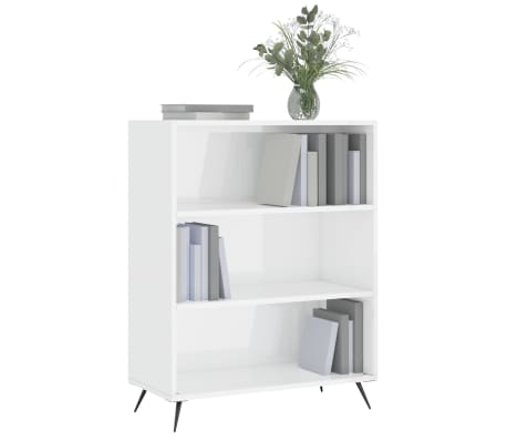 vidaXL Bibliotecă, alb extralucios, 69,5x32,5x90 cm, lemn prelucrat