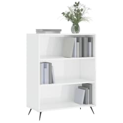 vidaXL Bokhylle h&oslash;yglans hvit 69,5x32,5x90 cm konstruert tre