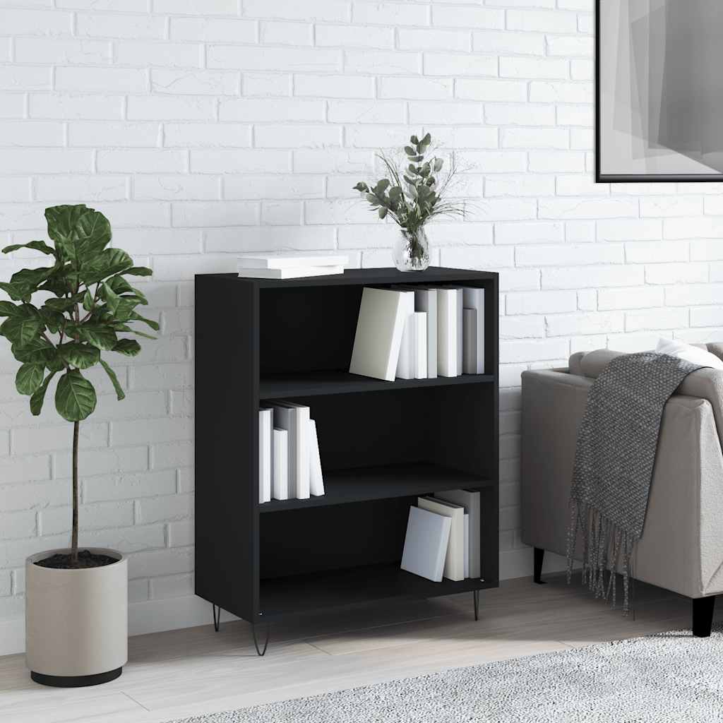 vidaXL Bibliotecă, negru, 69,5x32,5x90 cm, lemn compozit