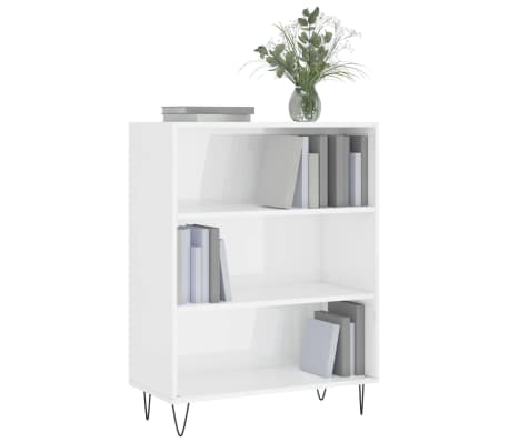 vidaXL Biblioth&egrave;que blanc brillant 69,5x32,5x90 cm bois d'ing&eacute;nierie