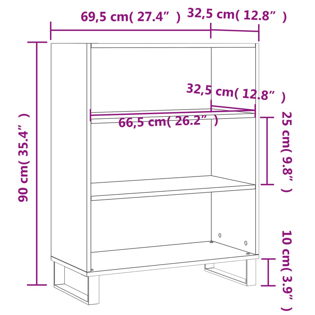 Omarica s policami dim. hrast 69,5x32,5x90 cm inženirski les