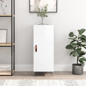 Komoda visok sijaj bela 34,5x34x90 cm inženirski les