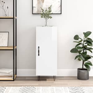 Komoda visok sijaj bela 34,5x34x90 cm inženirski les