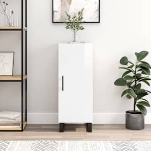 Komoda visok sijaj bela 34,5x34x90 cm inženirski les