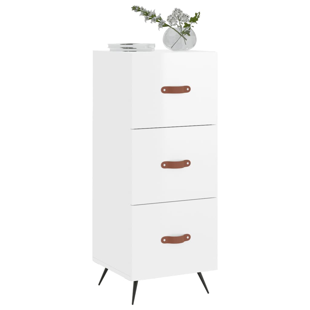 vidaXL Dressoir 34,5x34x90 cm bewerkt hout hoogglans wit afbeelding