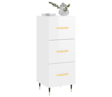 vidaXL kumode, spīdīgi balta, 34,5x34x90 cm, inženierijas koks