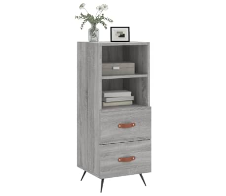 vidaXL Skenkur Gr&aacute;r Sonoma Eik 34,5x34x90 cm Samsettur Vi&eth;ur