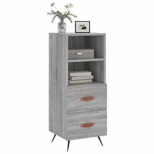 vidaXL Skenkur Gr&aacute;r Sonoma Eik 34,5x34x90 cm Samsettur Vi&eth;ur