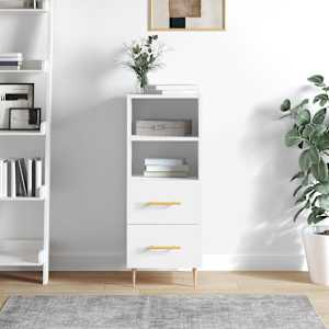 Příborník bílý s vysokým leskem 34,5x34x90 cm kompozitní dřevo - obrázek 1