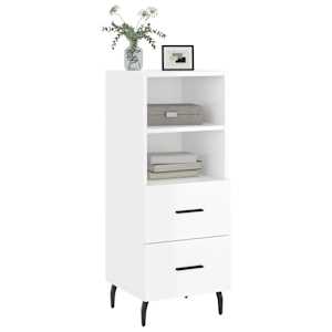 vidaXL Buffet Blanc brillant 34,5x34x90 cm Bois d'ing&eacute;nierie
