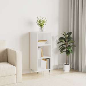 Komoda visok sijaj bela 34,5x32,5x90 cm inženirski les