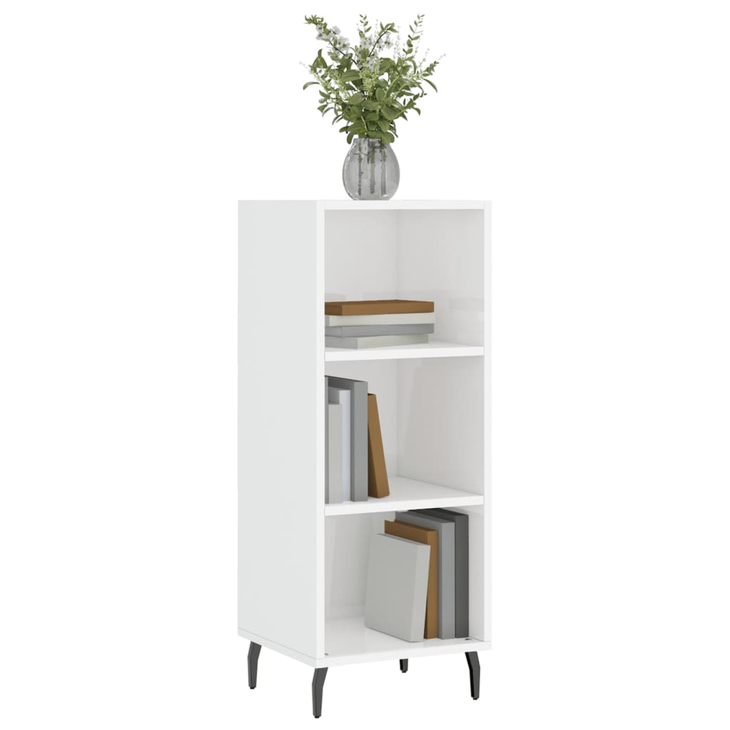 vidaXL Dressoir 34,5x32,5x90 cm bewerkt hout hoogglans wit afbeelding