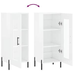 Příborník bílý s vysokým leskem 34,5x34x90 cm kompozitní dřevo - obrázek 9