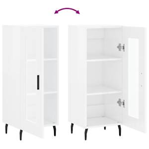 Příborník bílý s vysokým leskem 34,5x34x90 cm kompozitní dřevo - obrázek 9