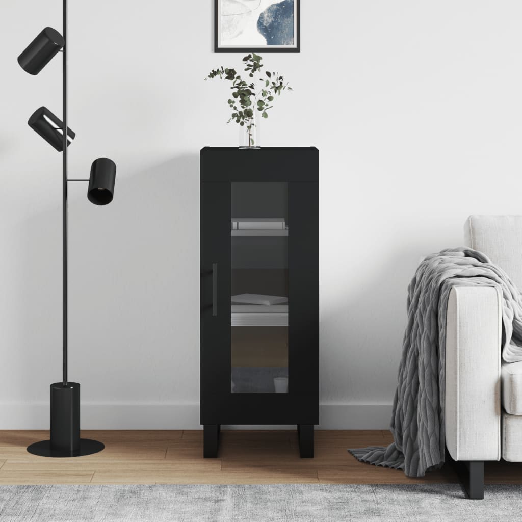 vidaXL Servantă, negru, 34,5x34x90 cm, lemn compozit