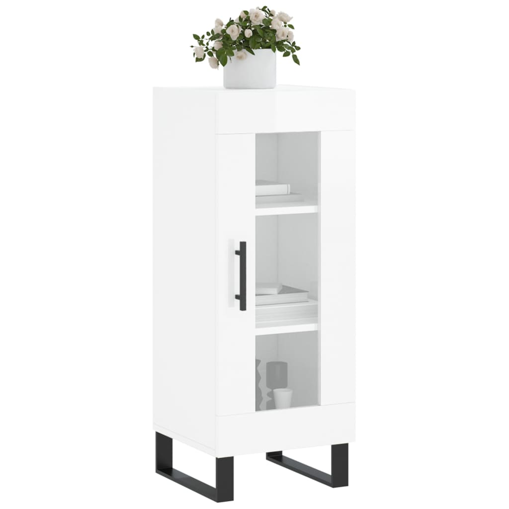 vidaXL Dressoir 34,5x34x90 cm bewerkt hout hoogglans wit afbeelding