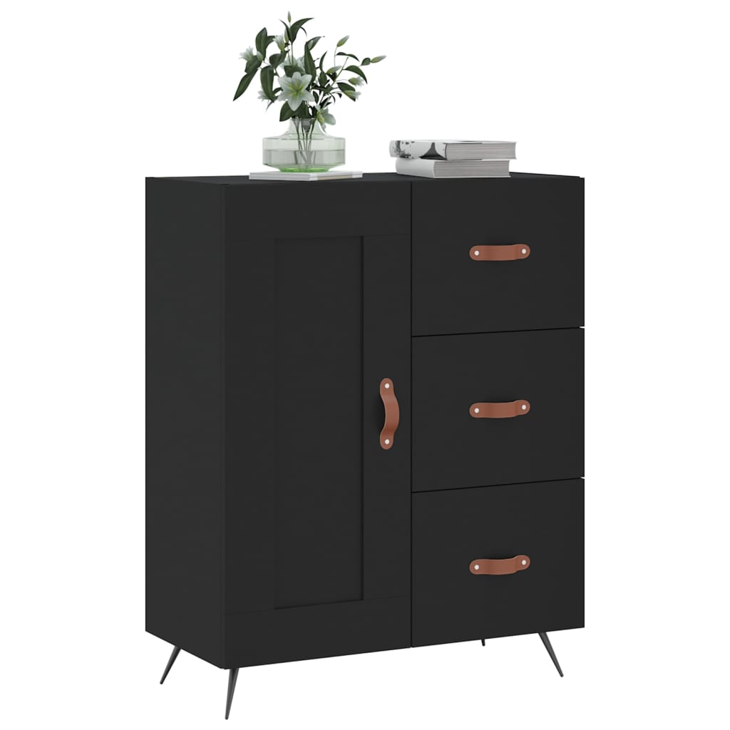vidaXL Dressoir 69,5x34x90 cm bewerkt hout zwart afbeelding
