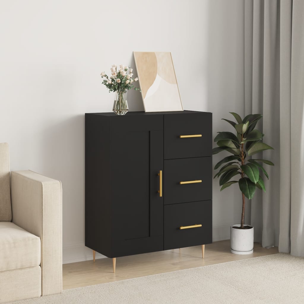 Buffet noir 69,5x34x90 cm bois d'ingénierie