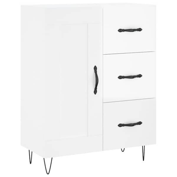 vidaXL puhvetkapp, k&otilde;rgl&auml;ikega valge, 69,5 x 34 x 90 cm, tehispuit